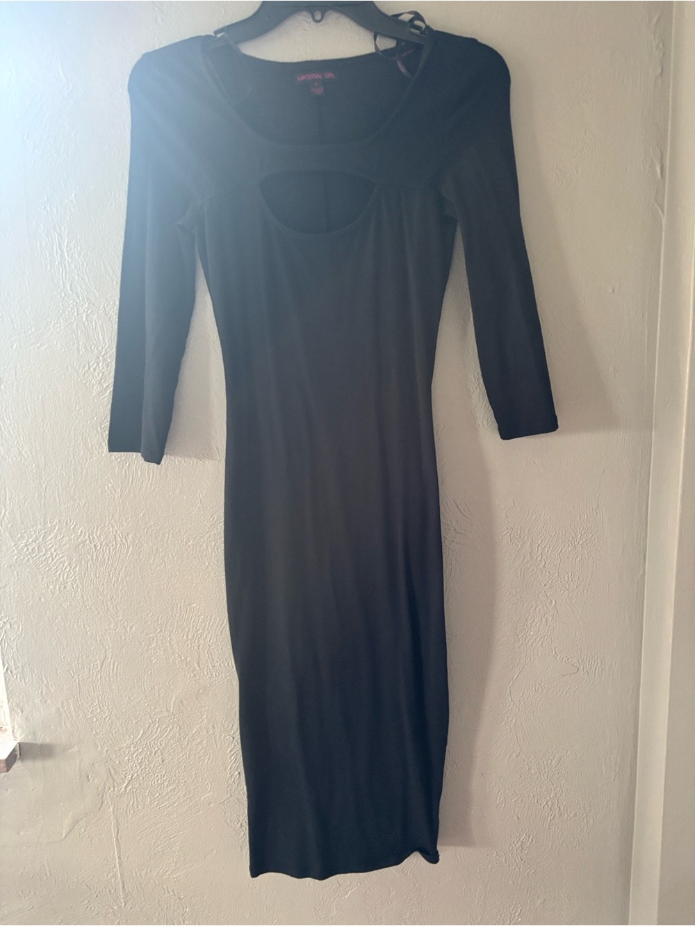 Material Girl Black Long Sleeve Cutout Midi Dress
